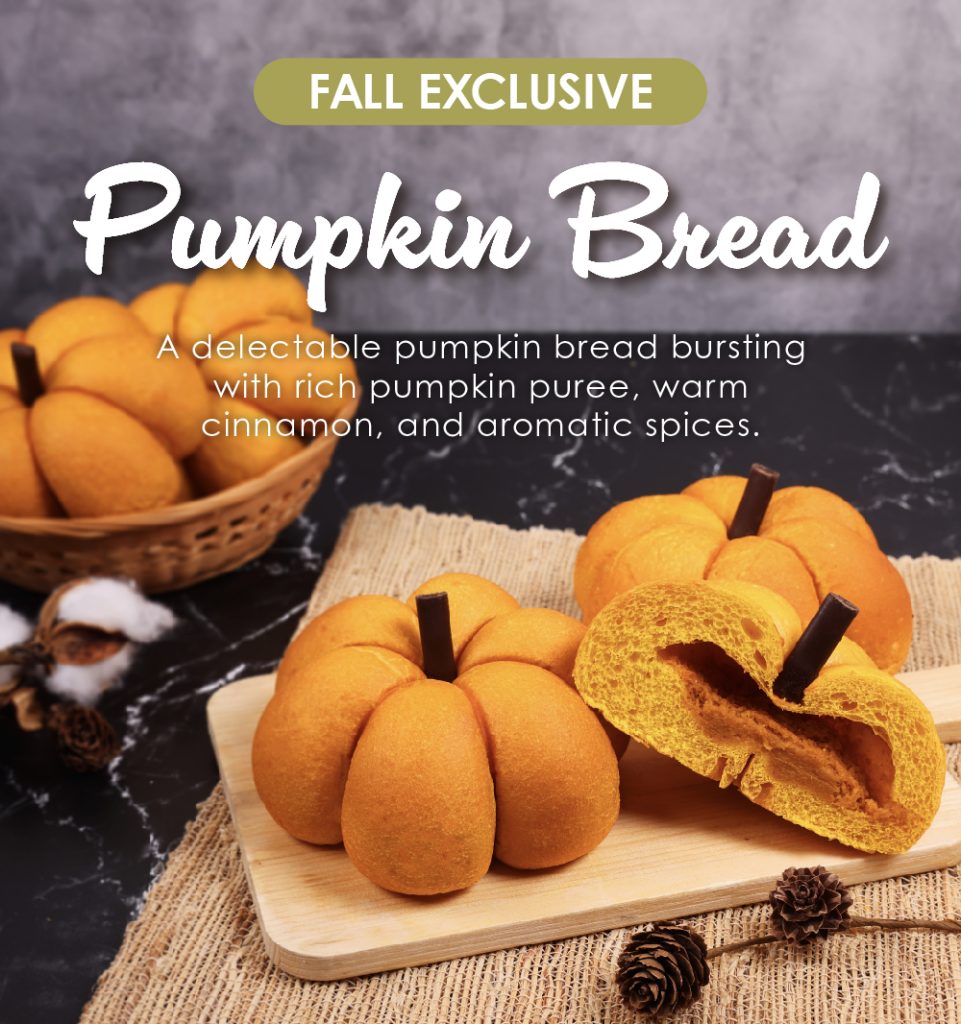 Fall Exclusive | Pumpkin Bread | A delectable pumpkin bread bursting with rich pumpkin puree, warm cinnamon, and aromatic spices. 