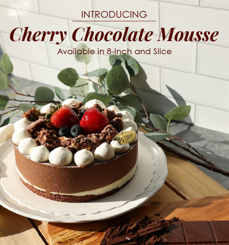 Introducting Cherry Chocolate Mousse Available in 8-Inch and Slice